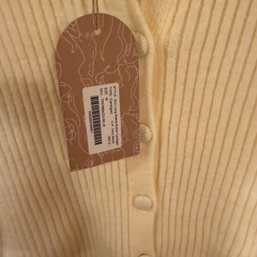 Meshki Cream Ribbed Cardigan - Picture 5 of 6